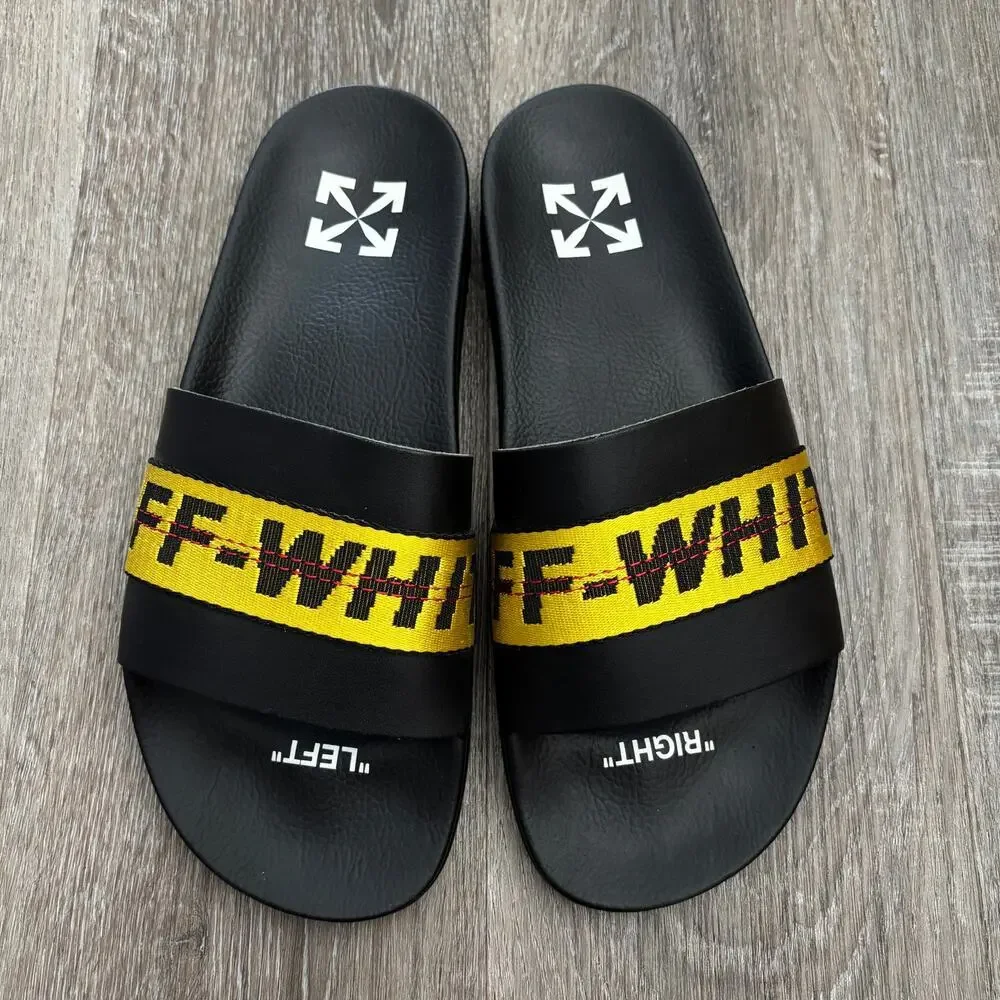 Off-White Industrial Belt Slides Men’s in Black Yellow - Size: EU 42